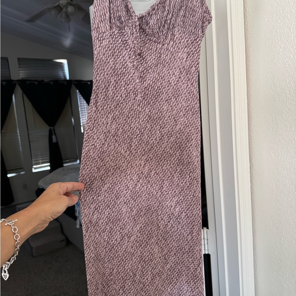 Lovely Day Dusty Mauve Patterned Midi Dress